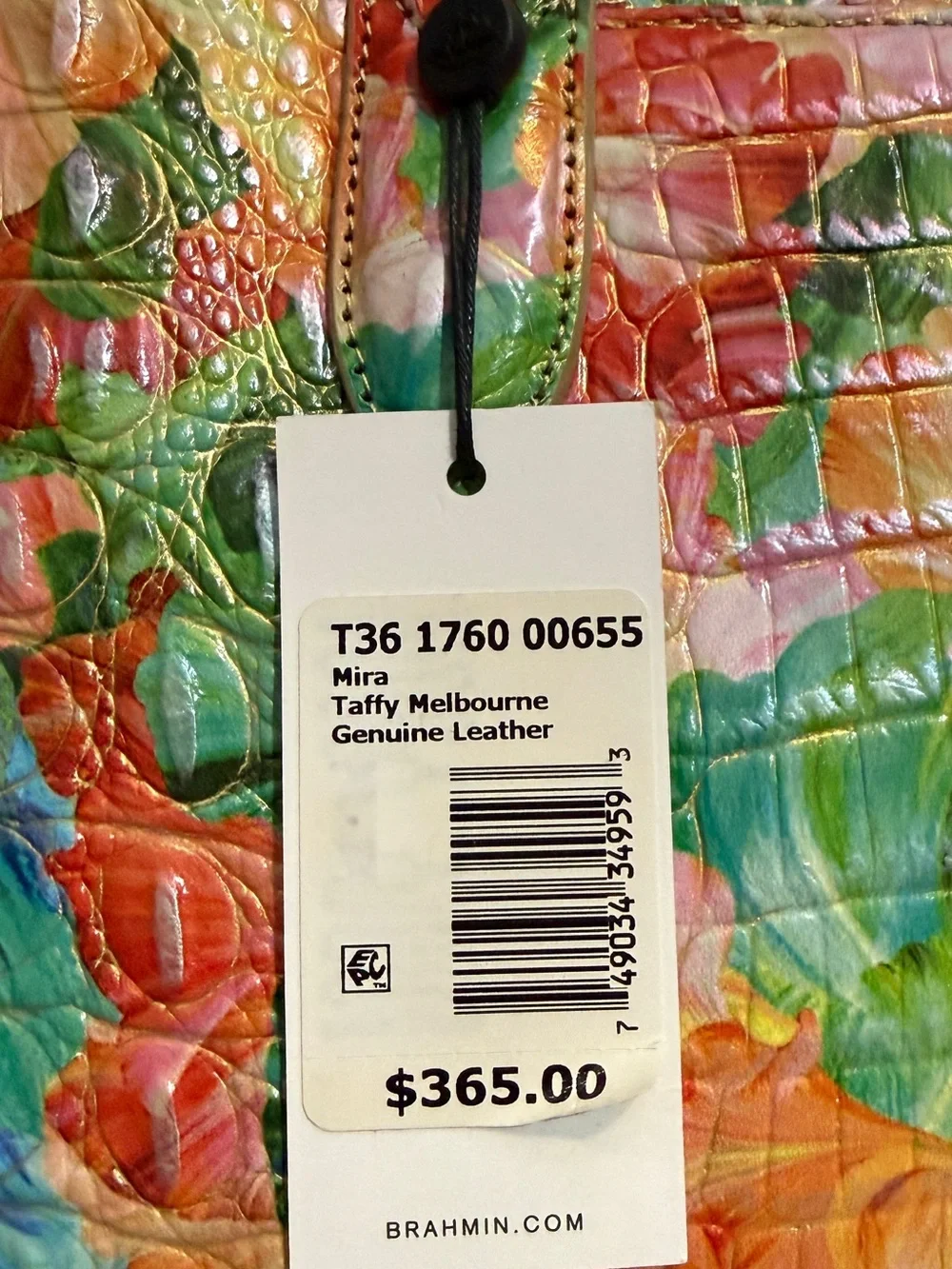 Brahmin Mira Taffy Melbourne Tote Bag Floral Leather Dust Bag NWT